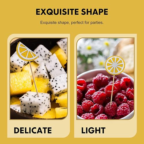 Miniatura 6 de PRETYZOOM 36 piezas de limonada decoración de fiesta de limón decoración de pastel de limón con purpurina para cupcakes frutas suministros de fiesta