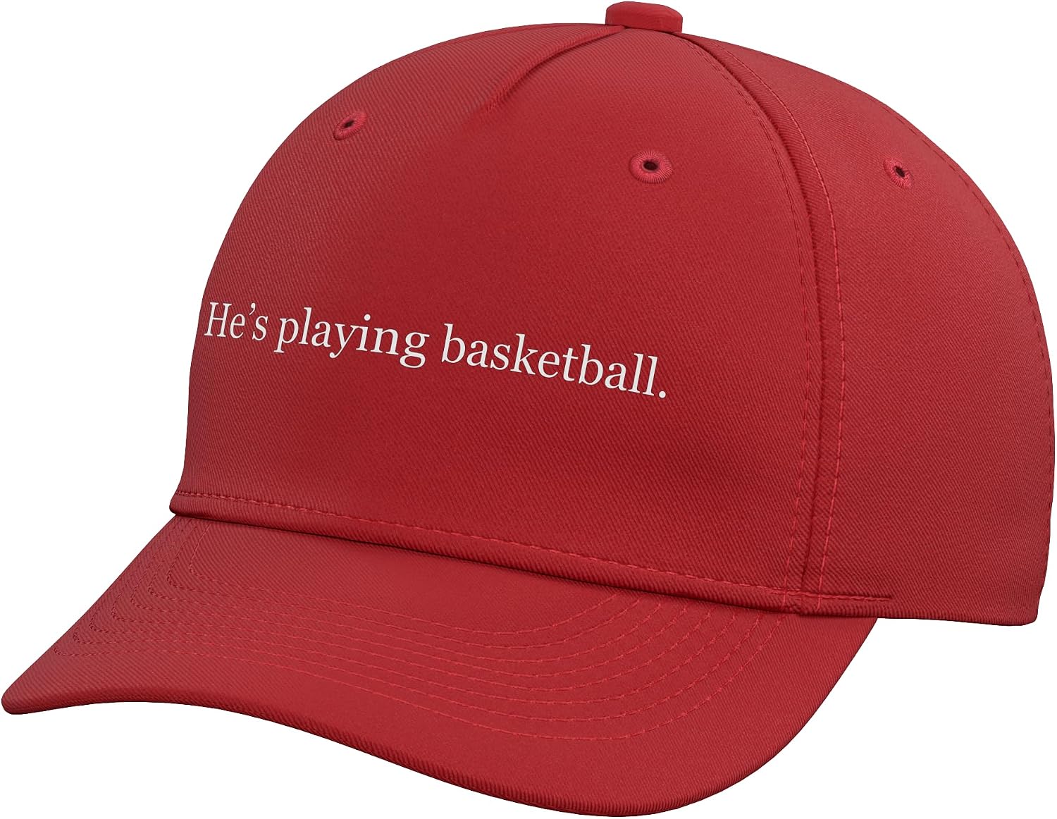 Funny He’s Playing Basketball Minimalist Humor Statement Adjustable Baseball Hat