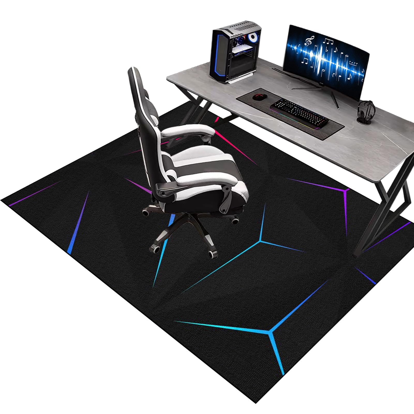 Kqiejuy Colorb11 Gaming Computer Chair Mat For Carpeted Floor, Desk Chair Mat, Office Chair Mat For Hardwood Floors, Floor Mat For Office Chair Carpet Protector, Chair Mat For Laminate, Home Office Rug 160 X 200 Cm