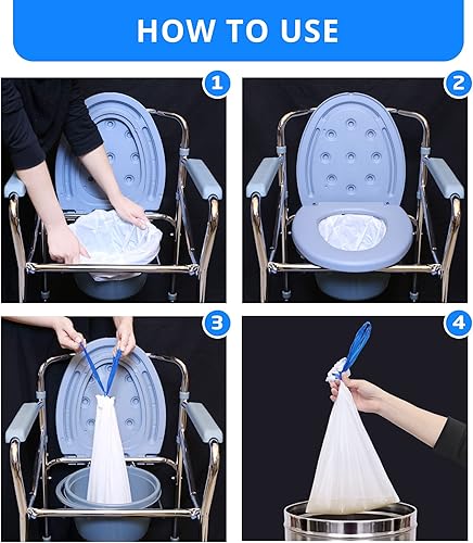 Miniatura 3 de 100 bolsas para inodoro de cama, a prueba de fugas y sin olor, para sillas de orinal portátiles, bolsas para inodoro portátil, bolsas para inodoro