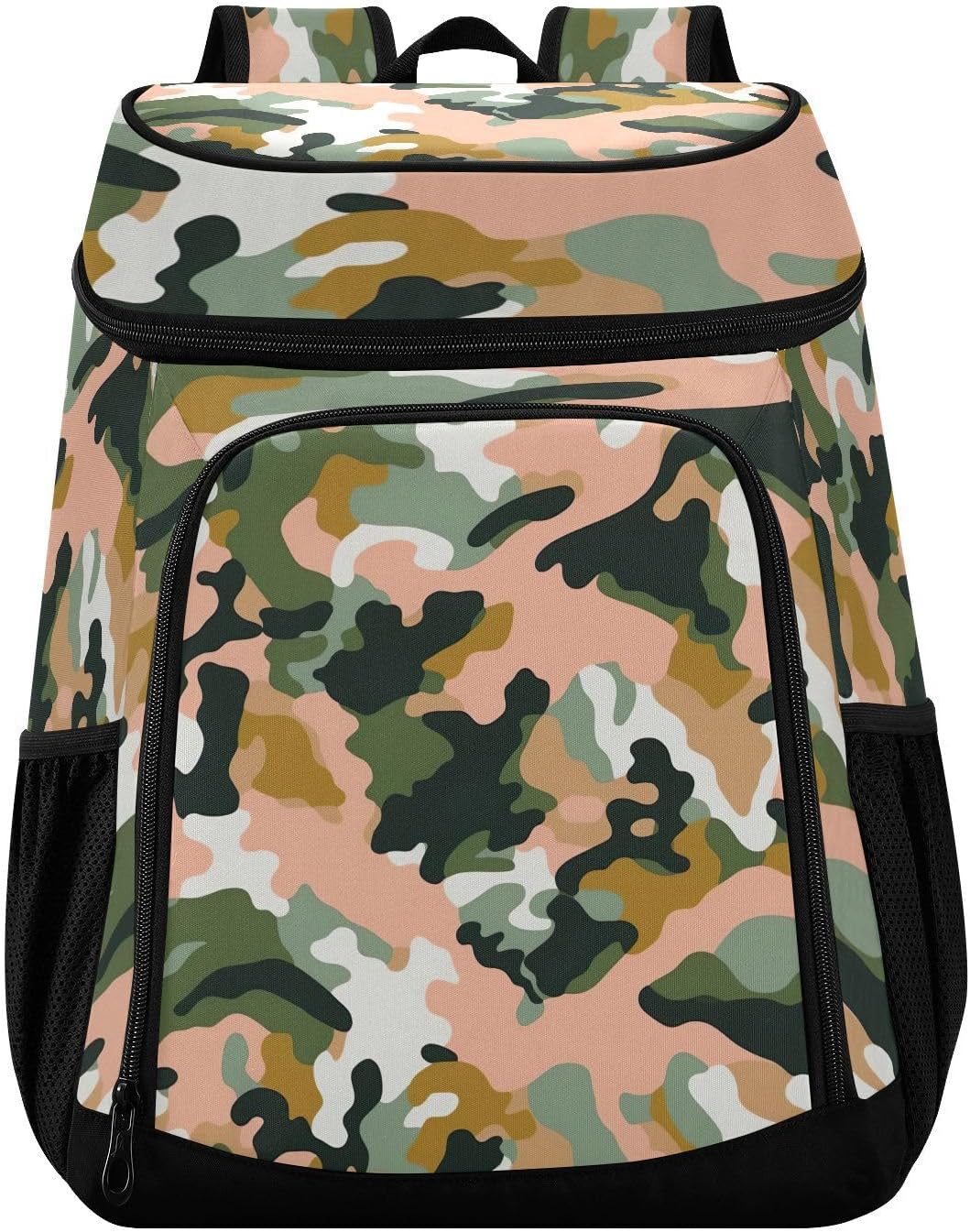 Abstract Camouflage Cooler Backpack 36 Cans Leakproof Waterproof Backpack Cooler Bag Beach Accessories Travel Camping Fishing Backpack for Women Men