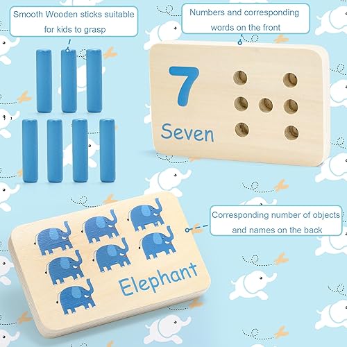 Miniatura 3 de Suwimut Tablero de clavijas de madera para contar matemáticas, juguetes de conteo de números para jardín de infantes, actividades de aprendizaje,