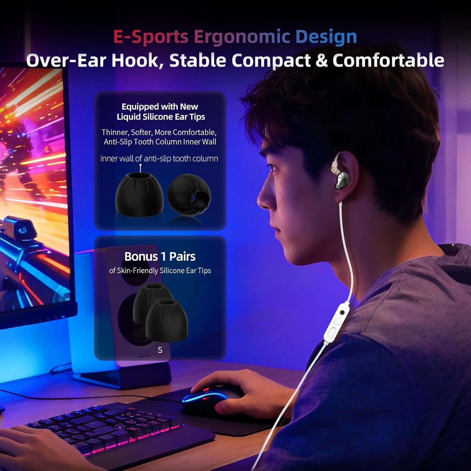 KZ Axas Wired Gaming in Ear Monitor, Noise Isolation IEM, Low Distortion Sound & Spatial Audio, Comfort-Fit FPS Co-Tuned Earbuds(3.5mm White No Mic)