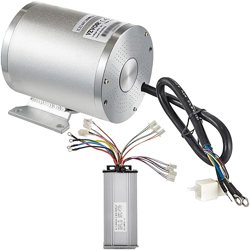 VEVOR Motor eléctrico de corriente continua sin escobillas motor eléctrico sin escobillas de 48 V 1800 W controlador de 4500 RPM arnés de cableado