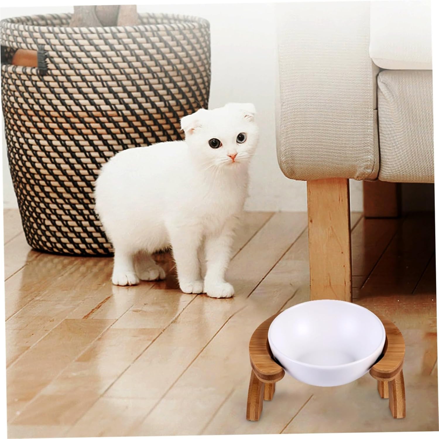 Generic Elevated Pet Bowl with Wooden Stand Tilted Feeders Raised Slow Feeder for Cats and Dogs Non-Spill Easy to pet Feeding Dish