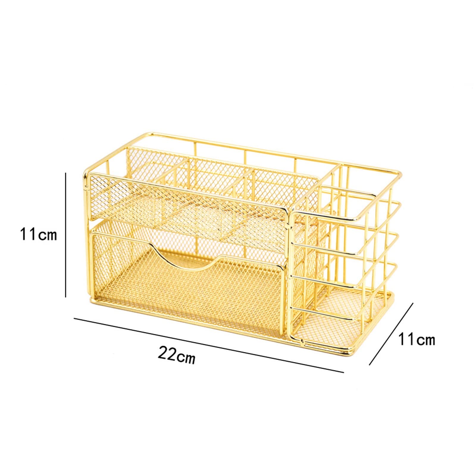 Organizador de Escritorio con cajones, Ideal para Oficina y hogar (Dorado, 22 x 11 x 11 cm)