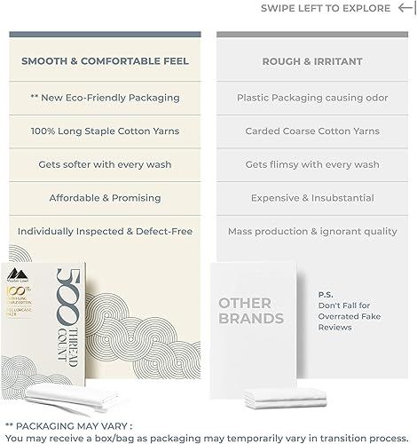 Miniatura 88 de Mayfair Linen 100% Cotton King Size Pillow Cases Set of 2-500 Thread Count Pillow Cases King Size Set of 2 (Dark Grey), Luxuriously Soft Hotel