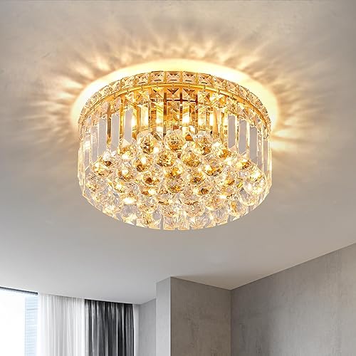 Miniatura 10 de CEENLI Lámpara de techo moderna de montaje empotrado de 4 luces, elegante lámpara de techo colgante de cristal para dormitorio, sala de estar,