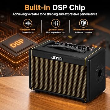 JOYO 40W Acoustic Guitar Amp Portable Stereo Amplifier with Bluetooth and Battery Powered, Reverb/Delay/Chorus, Mic Input, USB-C Recording for Outdoor Busking & Live Performance (AC-40S)