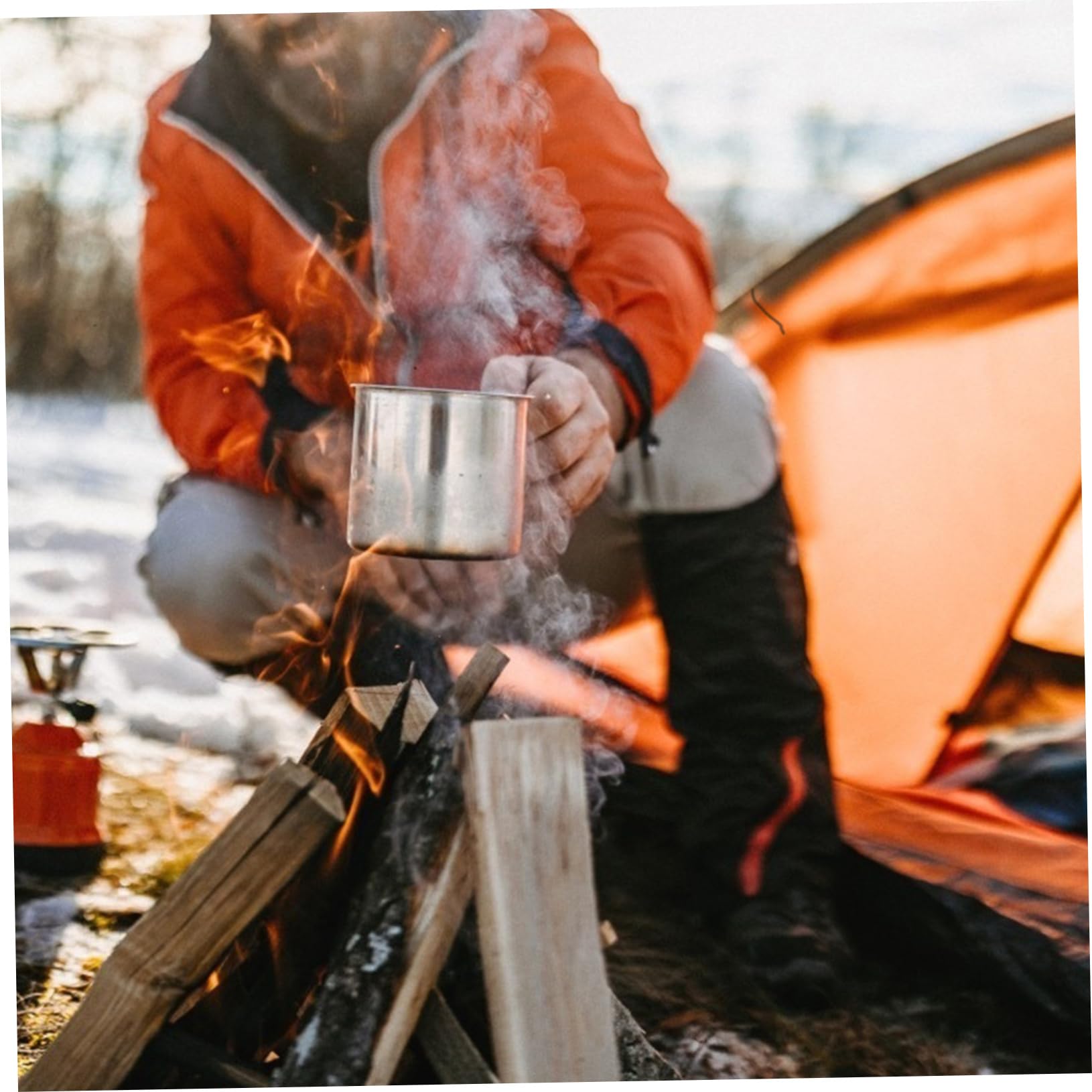 Batterie Cuisine En Acier Inoxydable Multifonction 6 Pièces Pour Camping 3-4 Personnes Poêle Et Casserole Pliables Poignet Isolation Thermique Ensemble Barbecue Randonnée Camping
