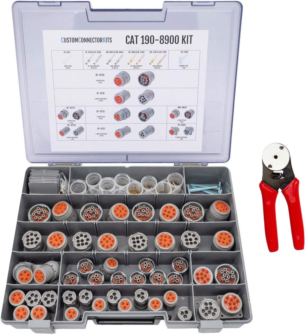 CAT-190-8900 HD Series Field Service Kit with 20-14 AWG 4-Way Indent Crimp Tool and 100 Extra Contacts