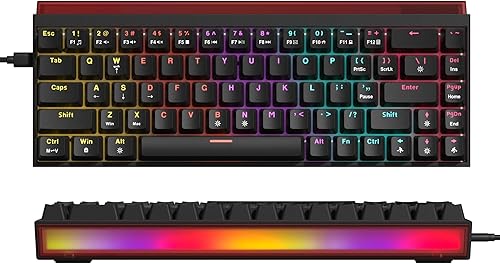 Womier Teclado 60% para juegos con caja de luz, teclado mecánico con cable con teclas MCA, perfil OEM, programable, 64 teclas intercambiables en