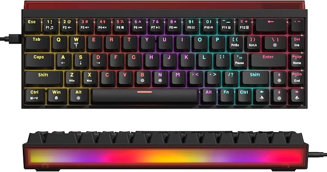 Womier 60% Keyboard Gaming with Light Box, Wired Mechanical Keyboard | with MCA Keycaps, OEM Profile, Programable,64 Keys Hot Swap RGB Cream Custom Key board for PC Computer WIN/MAC,WK68 PRO-Black