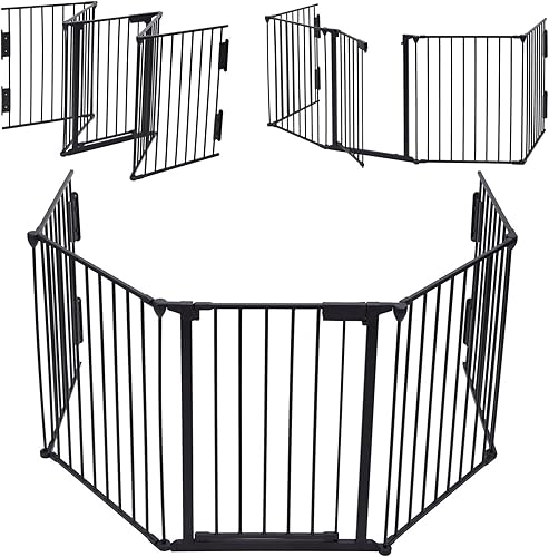 Olesil - Puerta de bebé de 120 pulgadas de ancho para chimenea, valla de seguridad para montaje en pared, 6 paneles, barrera para puerta de bebé,
