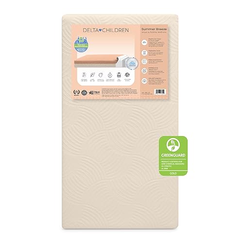 Delta Children Colchón Summer Breeze  Colchón transpirable para cuna de bebé y niños pequeños con núcleo de nube  Funda lavable a máquina