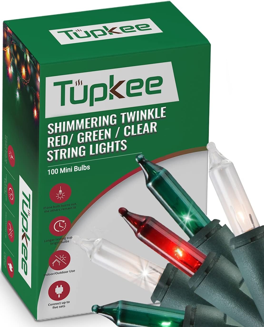 Christmas Random Shimmering Twinkle Lights - 24 of 100 Lights Twinkle, Indoor Outdoor, 20.5 Feet Light String, 100 Multi-Color Bulbs - Christmas Tree Holiday Decor Sparkling Twinkling Christmas Light
