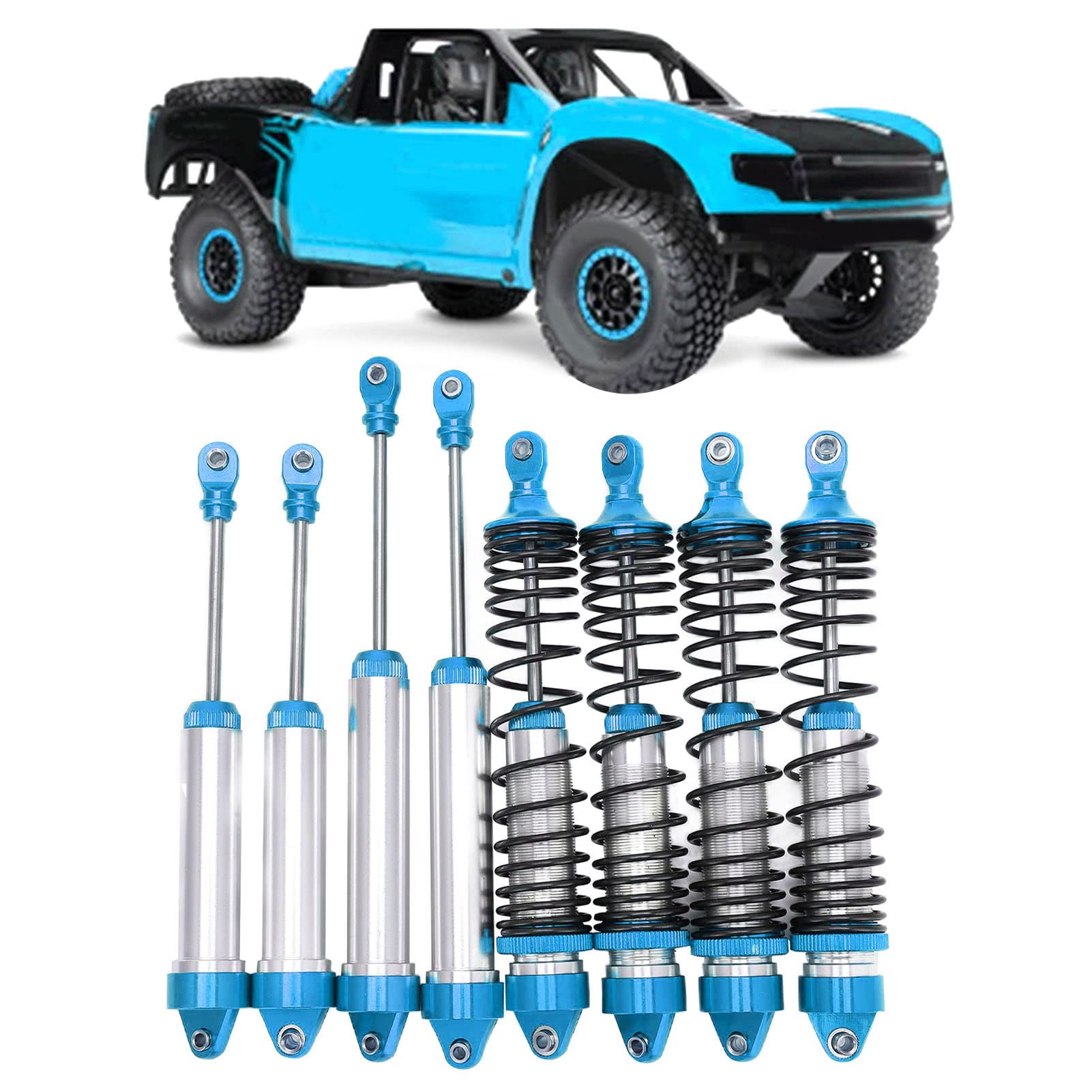 Set di Ammortizzatori RC Durevoli Ammortizzatori Anteriori e Posteriori in Alluminio Leggero per 1/7 UDR 4 Pezzi (Blu)