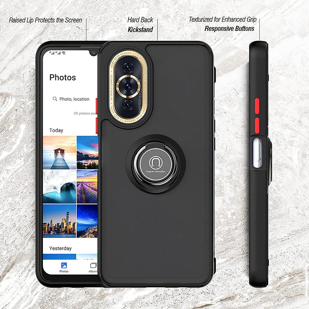 Cover Honor 70 con Protezione Fotocamera e Anello Verde Militare