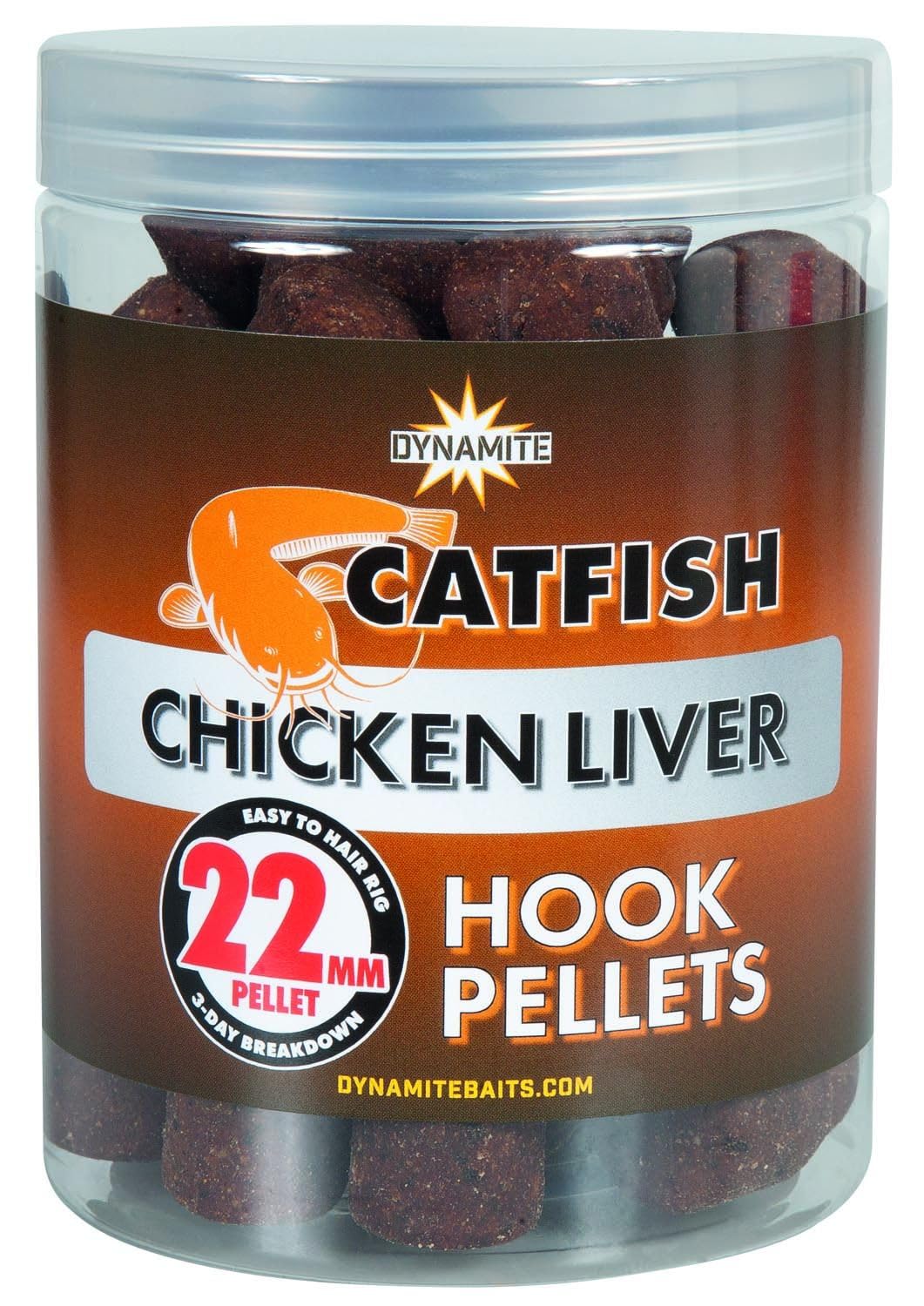 Dynamite Baits Catfish Hook Pellets with Belachan, Bloodied Eel, Chiken Liver and Marine Halibut Variation (Chiken Liver 22mm-60g)