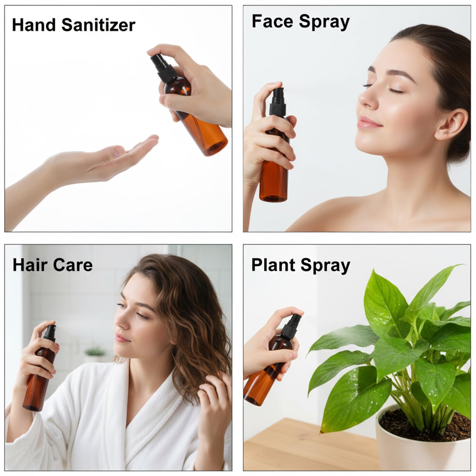 60 Pack 4 Oz Amber PET Plastic Spray Bottles, Fine Mist Refillable