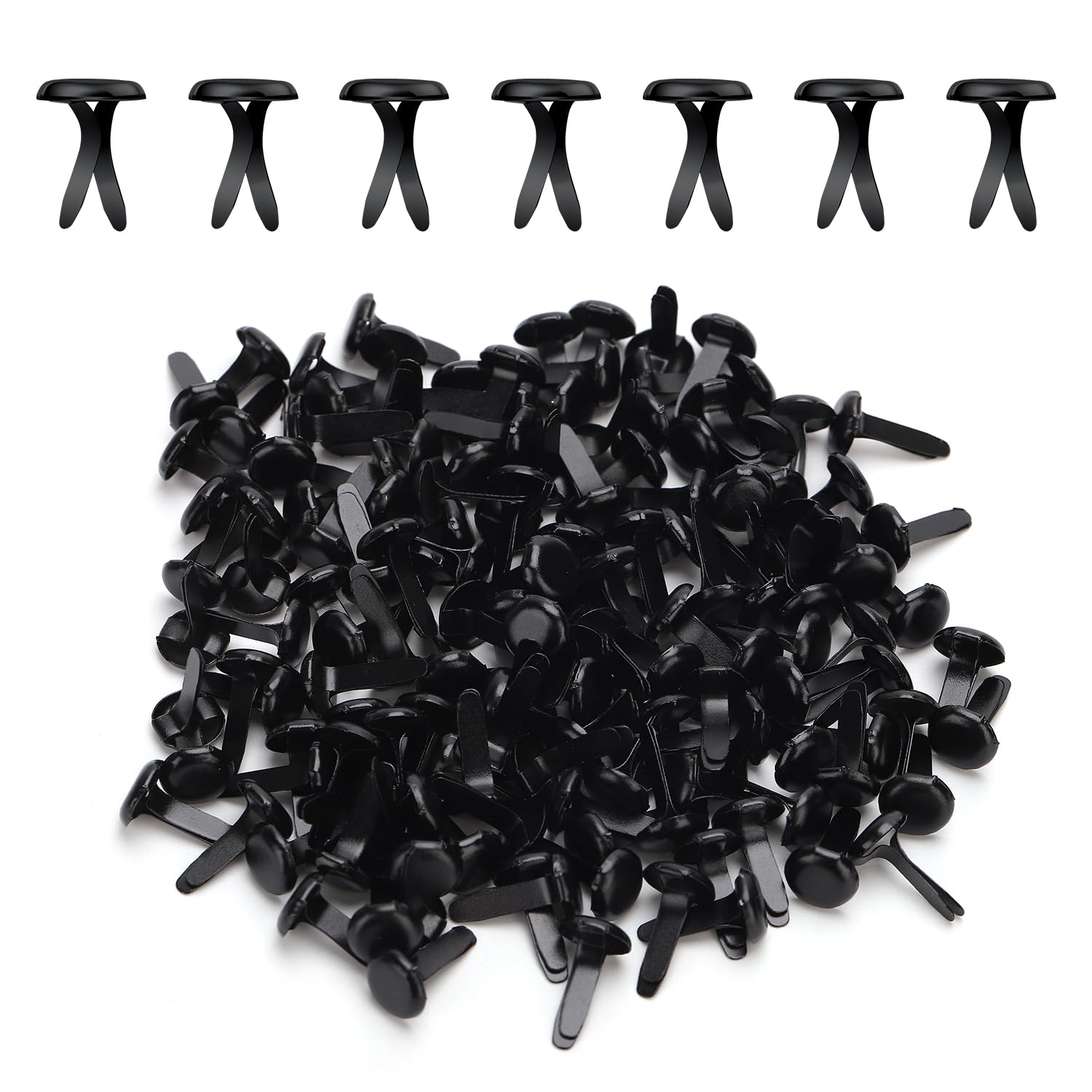 150 Trombones Travaux Manuels, 8x14mm Épingles Fendues à Tête Ronde Lisses et Brillantes Travaux Manuels Papier Attaches Parisiennes Scrapbooking Attaches Laiton pour Cartes (Noir)