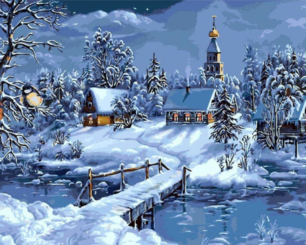 Peinture par numéros kit de bricolage d'hiver cadeau créatif idéal pour adulte