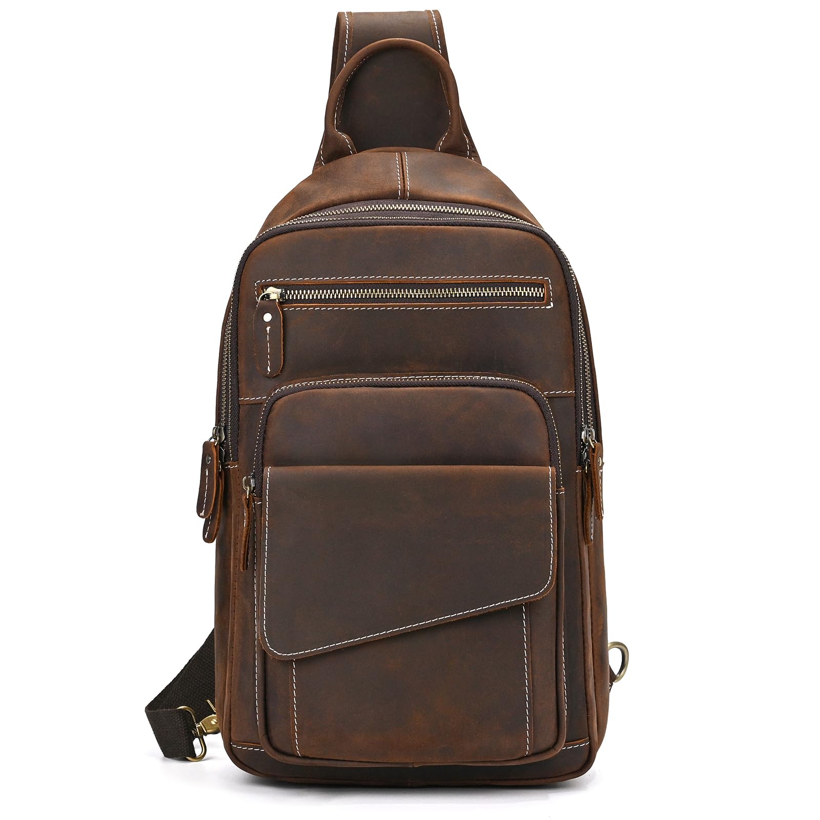 Brusttasche Herren Echtes Leder Schultertasche Crossbody Sling Bag Anti-Diebstahl Umhängetasche Für Reisen