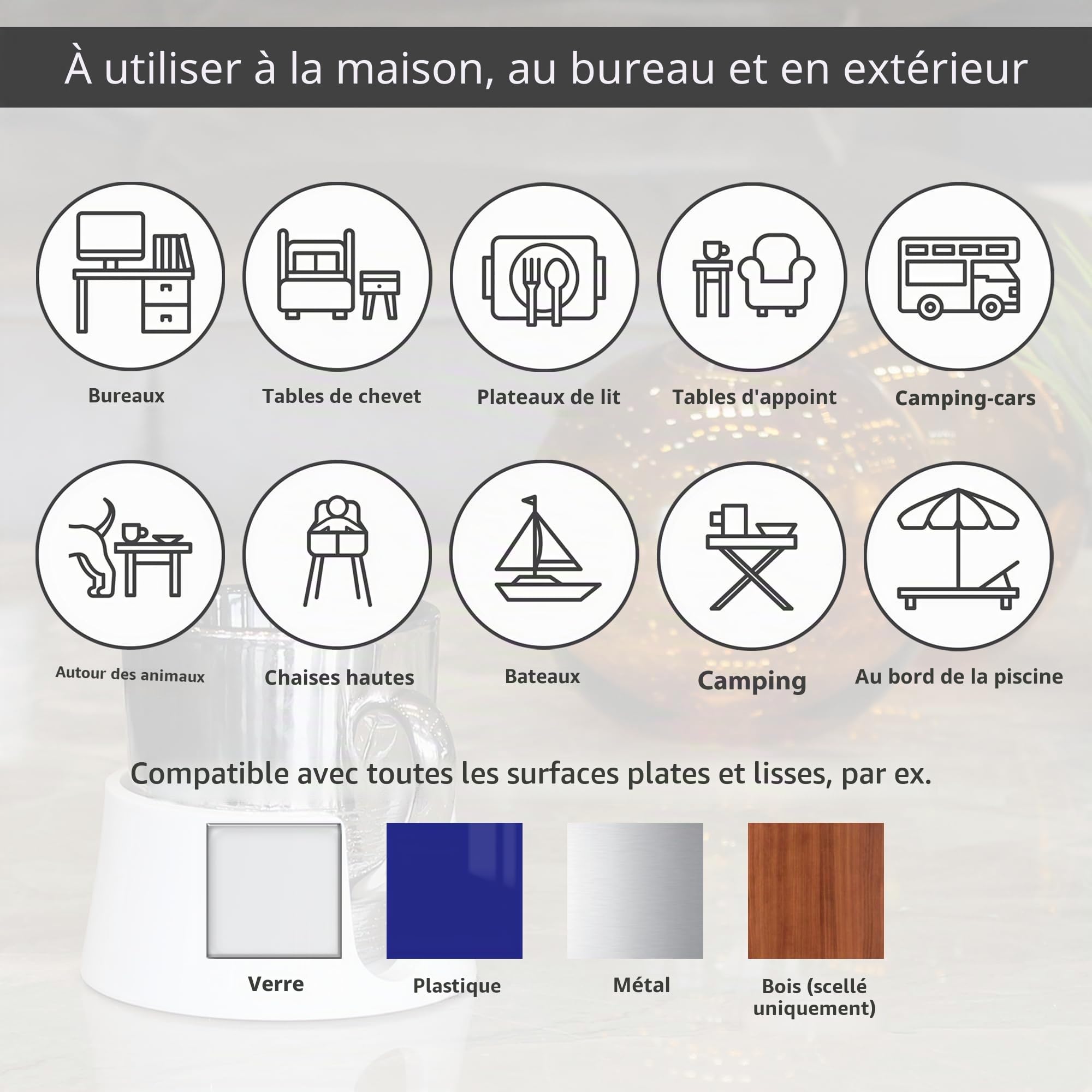 TableCoaster - Le Porte-gobelet Ultime pour Votre Table (Noir Jais)