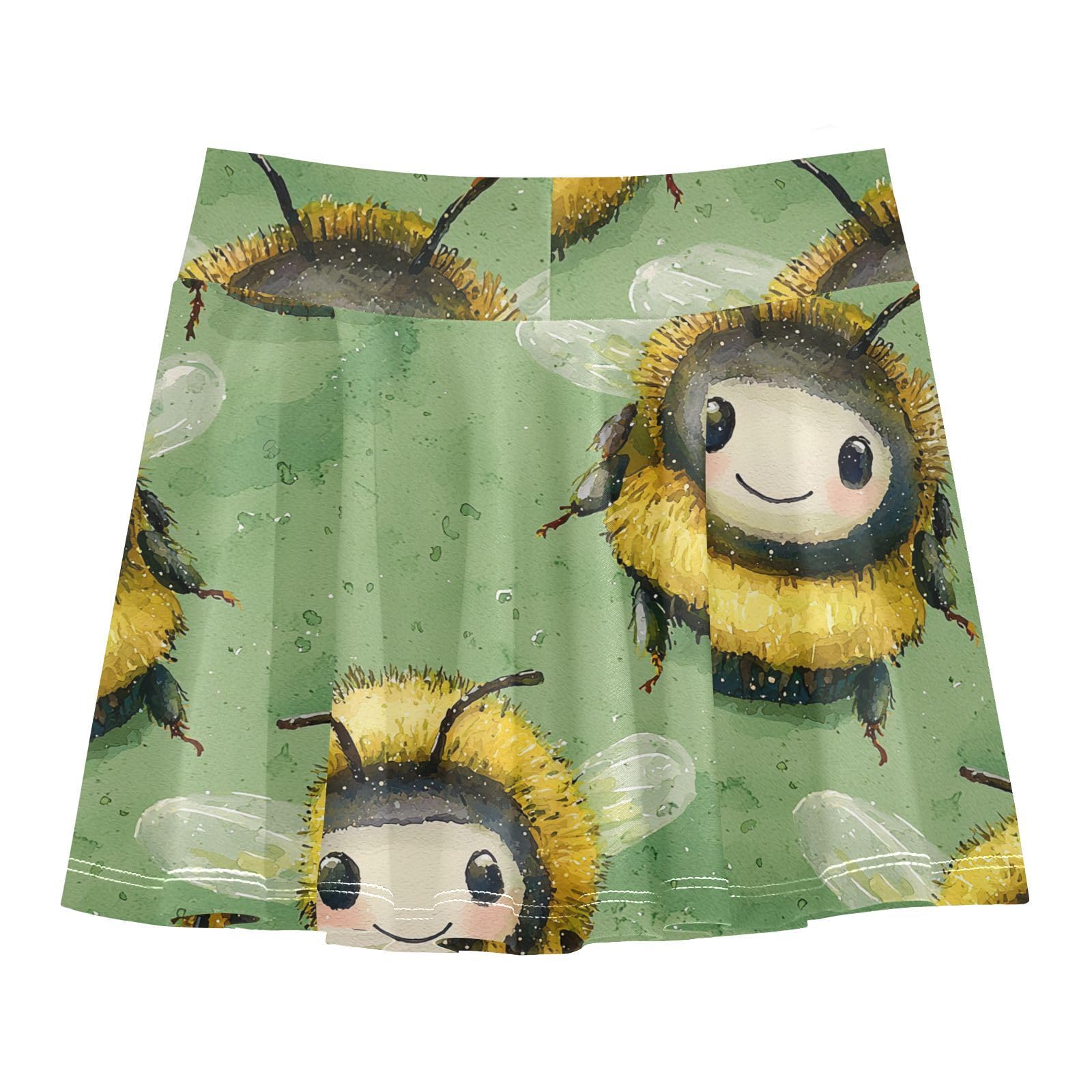 Yuiboo Mignon Little Bees Filles Tennis Jupes avec Short Skort pour Fille Jupe Plissée