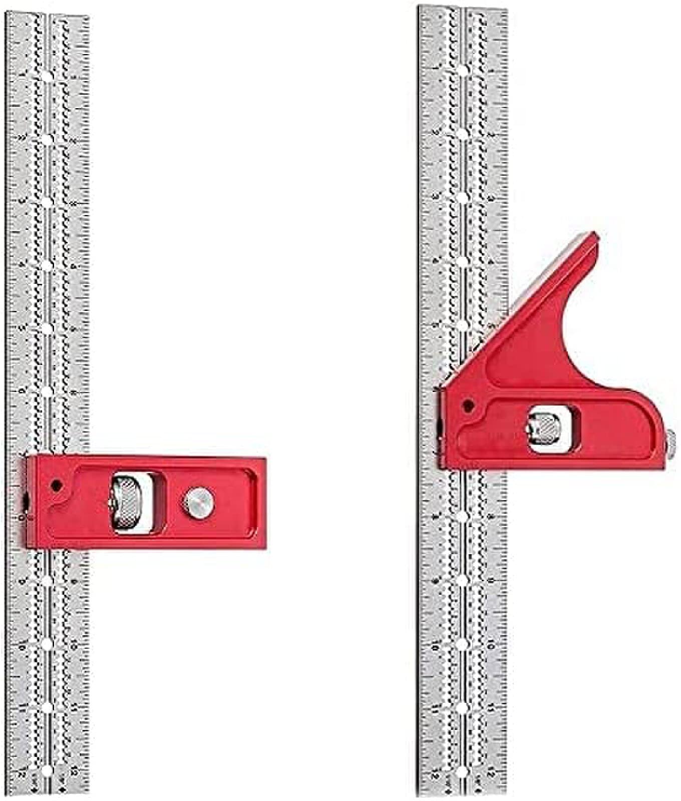 Combinazione E Doppia Squadra, Regola del Bordo del Falegname, Calibri in Plastica per La Lavorazione del Legno-Set di Strumenti Quadrati Combinati per Travetti,12 Pollici + 12 Pollici,GQYYS