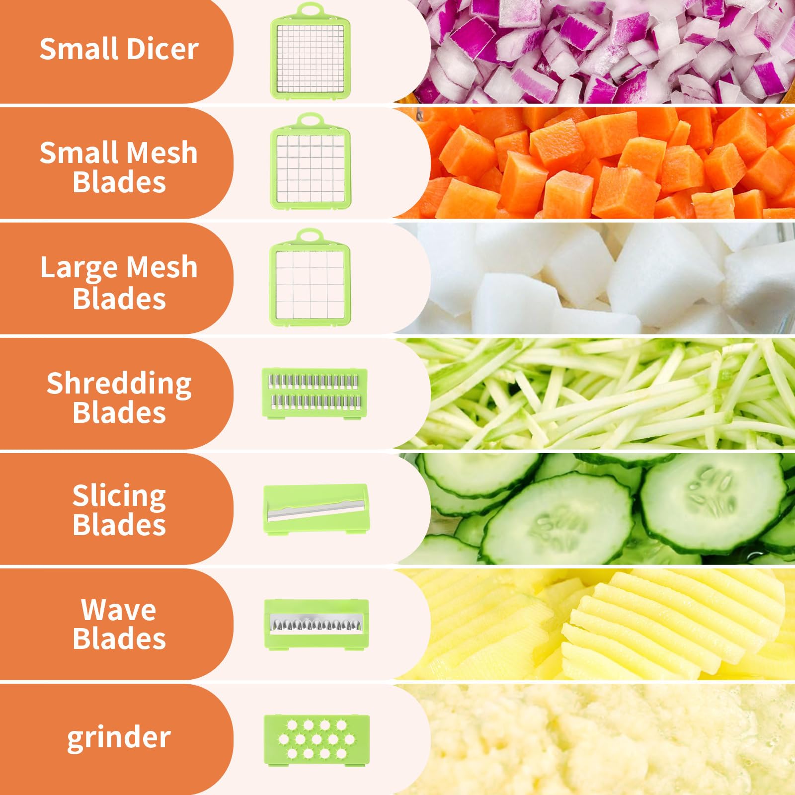 Hopper à légumes multifonctionnels, 17 dans 1, hachoir de légumes de la nourriture Slicer de mandoline avec récipient, pour l'oignon, l'ail, la carotte, la pomme de terre, les fruits