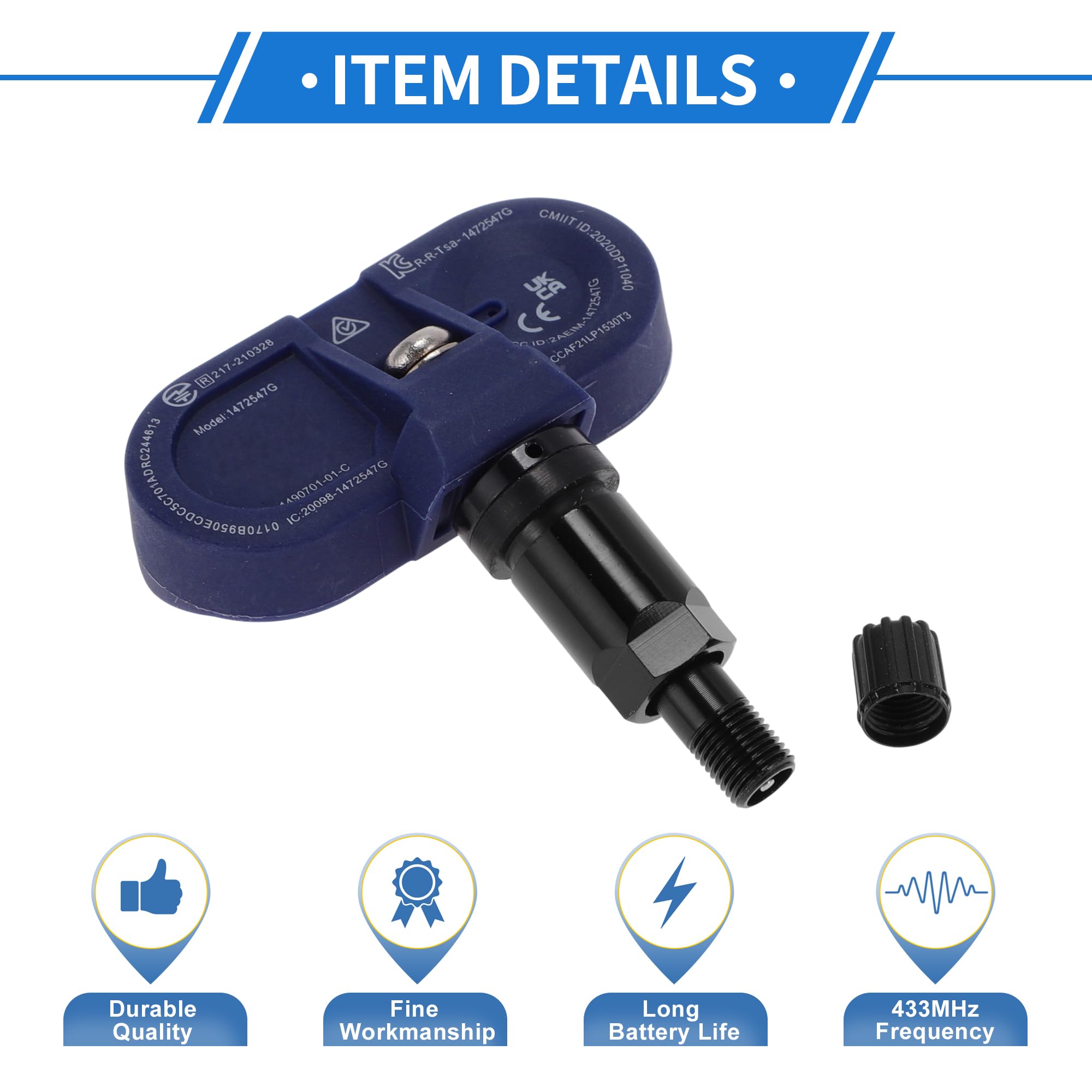 A ABSOPRO Sensor De Presión De Neumáticos TPMS Sensor 433MHz No.1490701-01-B Para Tesla Model 3 2020.10-Actualidad