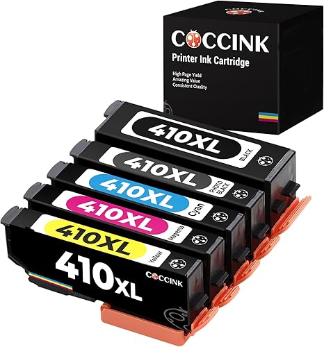 COCCINK Cartuchos de tinta remanufacturados para Epson 410XL 410 XL T410XL XP-7100 Cartuchos de tinta XP-830 XP-640 XP-630 XP-530 XP-635 para