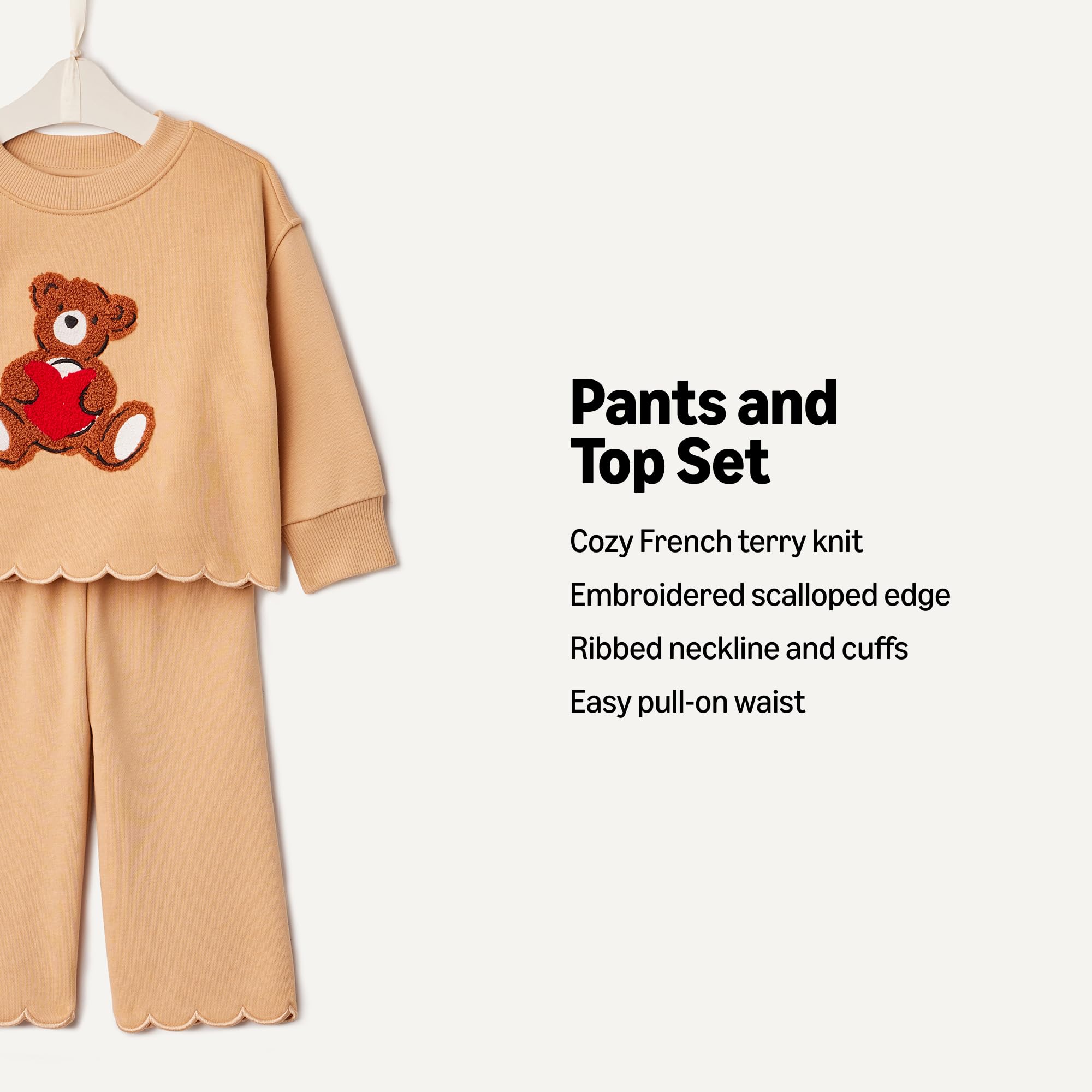 Amazon Essentials x Sofia Grainge Toddlers and Baby Girls' French Terry Pant and Top Set