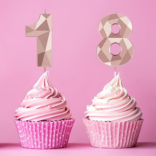 Miniatura 109 de Nuanchu Velas de cumpleaños número 21 y 12 con forma de diamante 3D, velas numéricas de feliz cumpleaños 21 para decoración de boda, fiesta Dorado