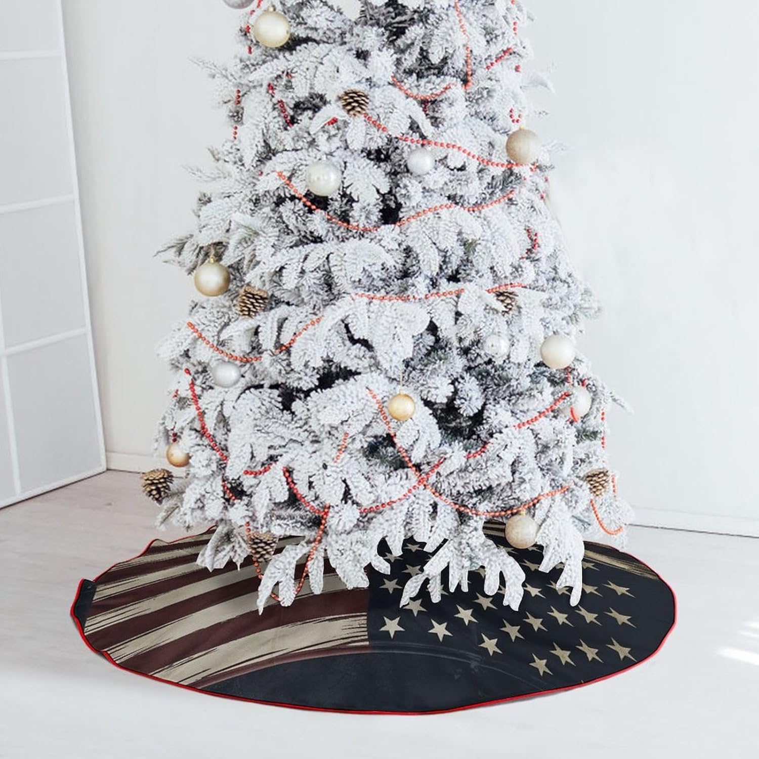 Christmas Tree SkirtAmerican Flagclassic Fashion Tree Skirt Painted Multifunctional Christmas Tree Skirt