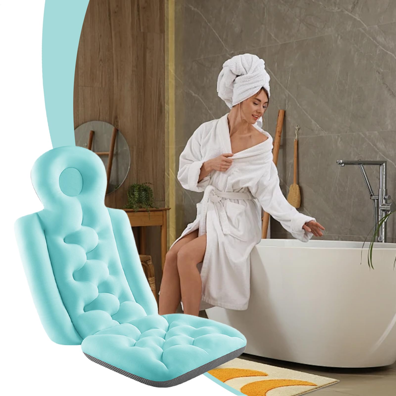 Cuscino per vasca da bagno – comodo cuscino per vasca da bagno | cuscino intero | morbido supporto per la schiena, tappetino relax per adulti, donne, uomini, benessere, ricreazione, sicurezz