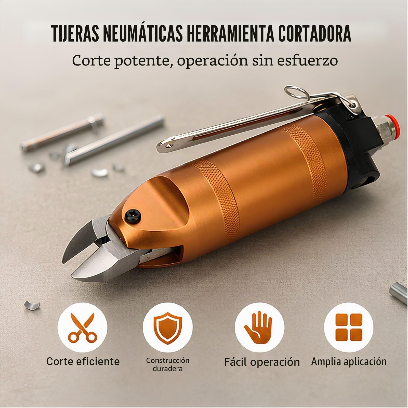 Pinza de Aire, Pinza Neumática de Aire, Alicates de Corte Neumático Tijeras Neumáticas para Cortar el Alambre de Latón de Acero Inoxidable de Hierro de Plástico (HS20-S5)