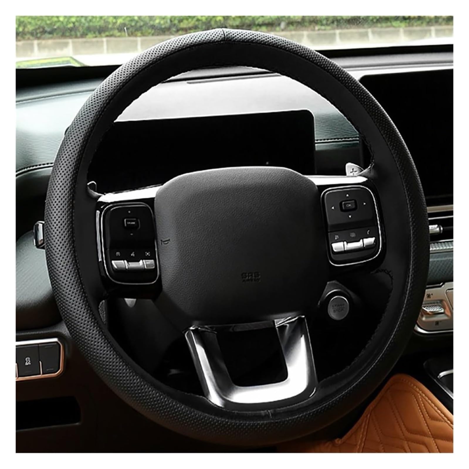 Volante Funda Coche para Great Wall Haval H5 II 2023 2024 Funda Volante Cuero Cosida A Mano Interior Coche Fundas Protector