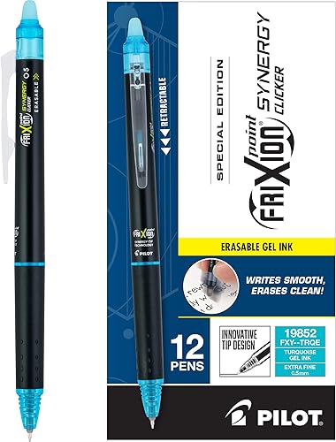 PILOT, FriXion Synergy Clicker - Bolígrafos de tinta de gel retráctiles, borrables, recargables, punta extrafina de 0.020 in, paquete de 12, tinta