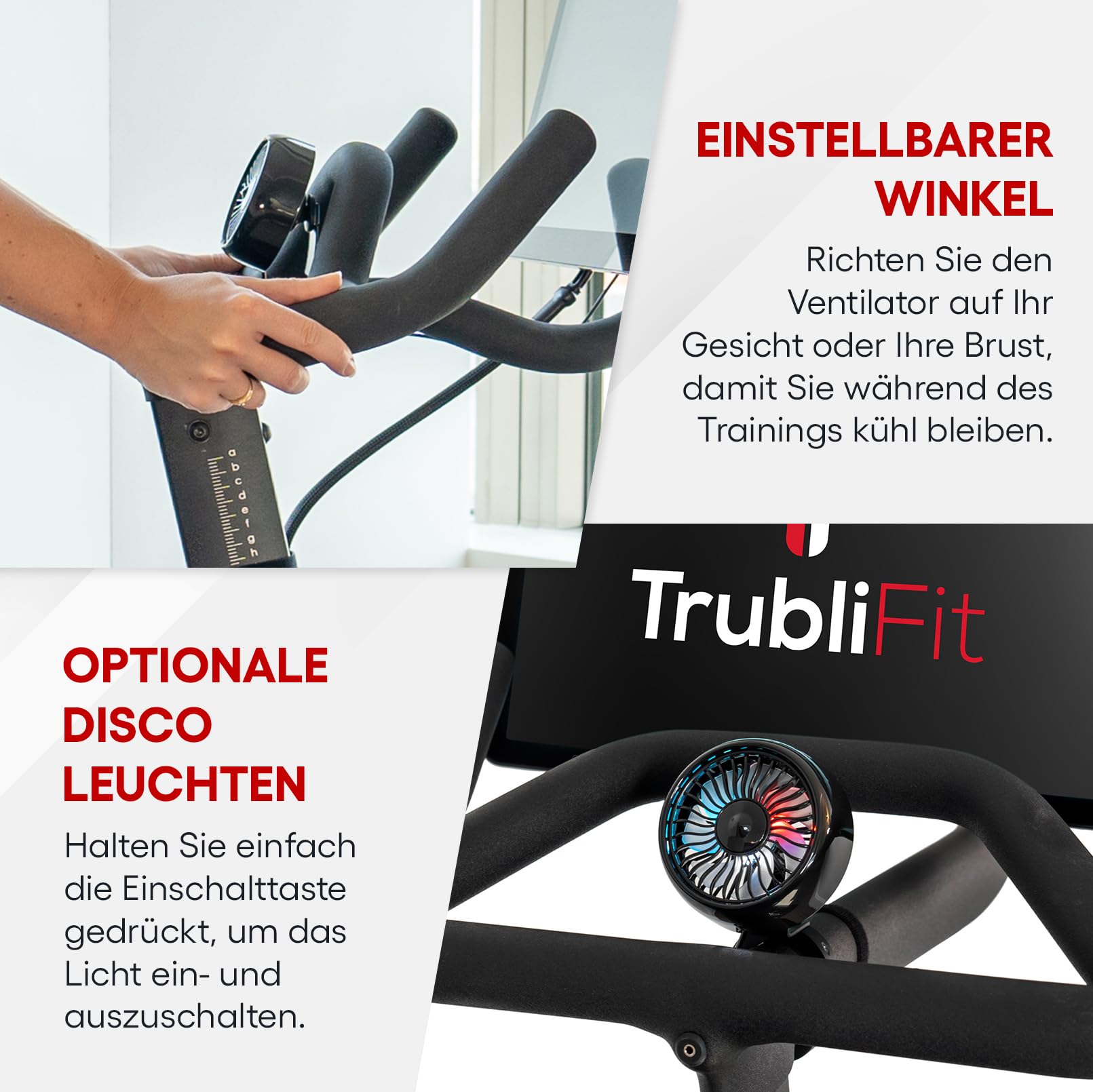 TrubliFit Ventilator für Peloton Bike & Peloton Laufband – Zubehör für Peloton – Passend für Original Bike, Bike+ oder Tread – Keine Batterien oder Aufladen erforderlich