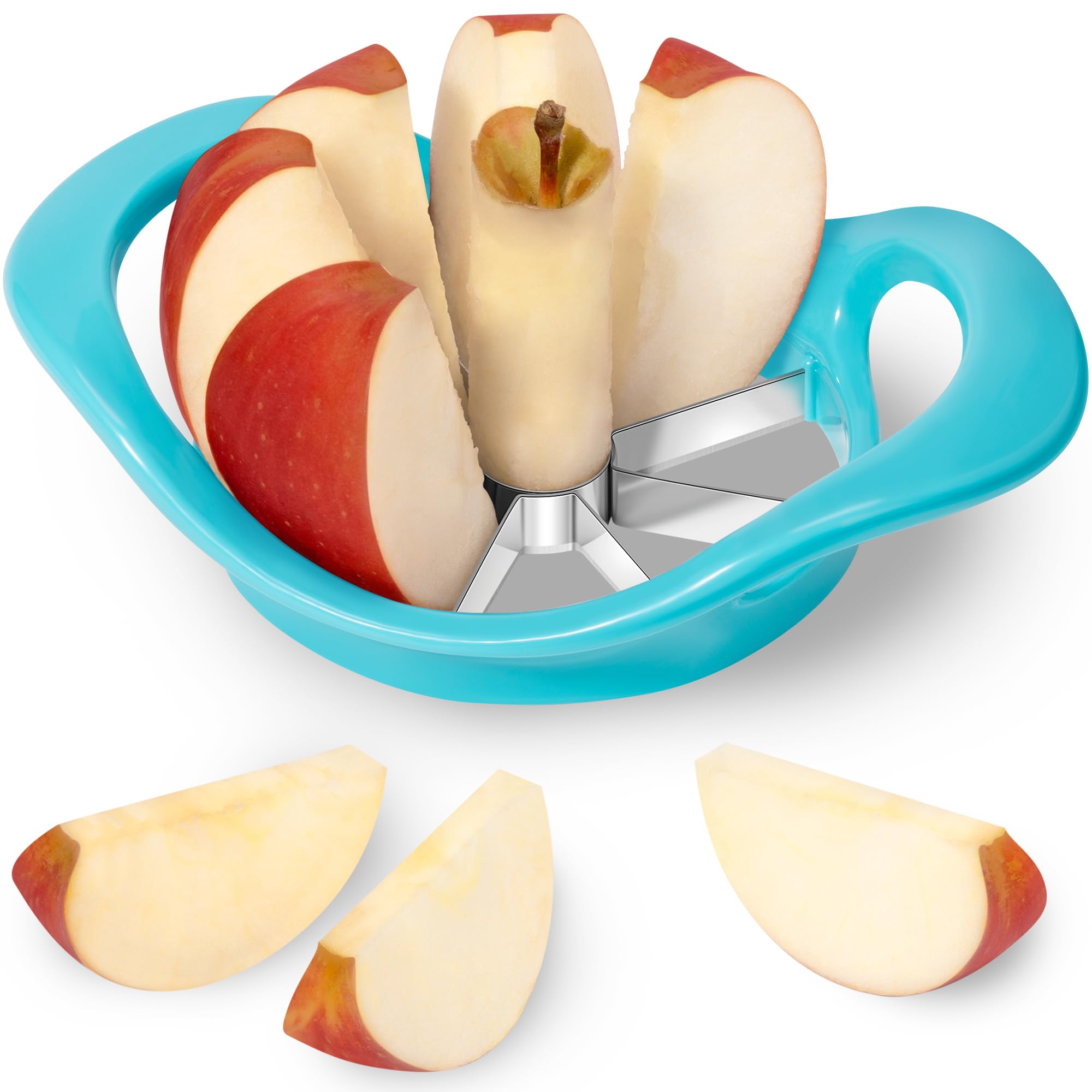 Apple Cutter 8 Slices, 8 Blade Apple Slicer and Corer, Apple Corer Tool with Stainless Steel Blades, Super Sharp Fruit Cutter Fruit Slicer, Blue