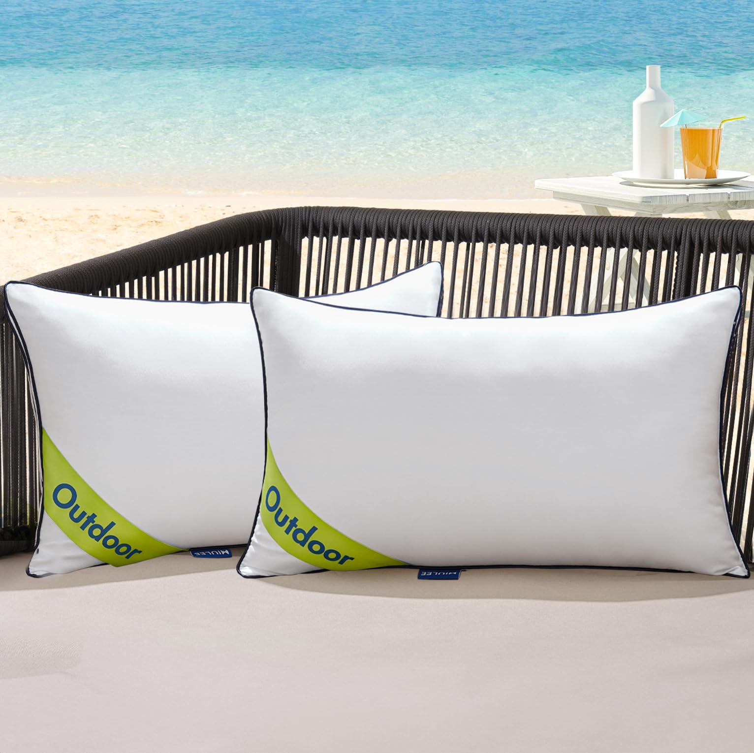 MIULEE 12x20 Outdoor Pillows, Pack of 2 Water Resistant Waterproof Pillow Inserts Decorative Stuffer for Sofa Couch Patio and Garden