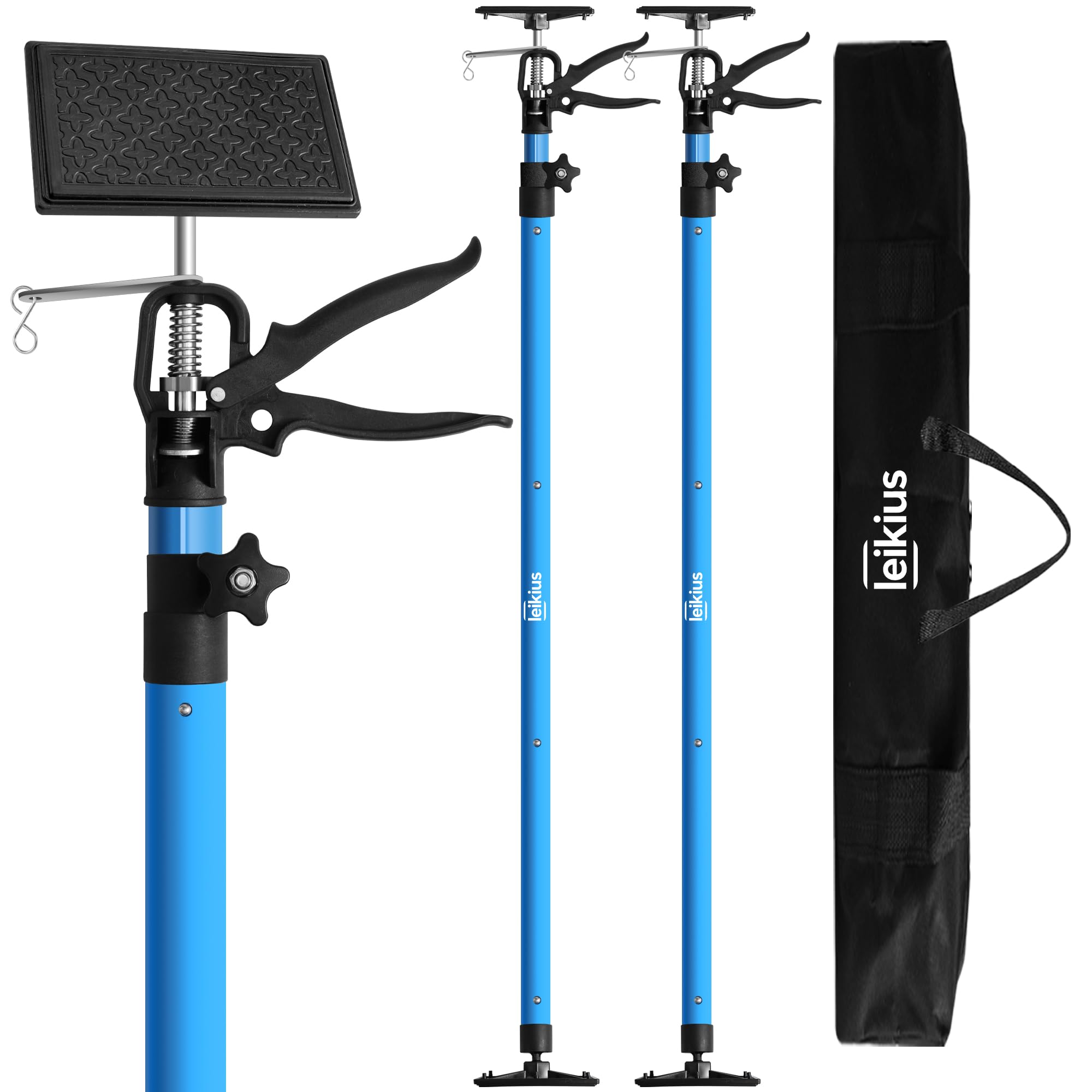 2PC Steel Cabinet Jacks for Installing Cabinets,45.3-114.3nches 132LB Load Adjustable 6rd Hand Support System,Telescopic Hand Support Pole, Third Hand Tools Support Pole for Lifting Drywall