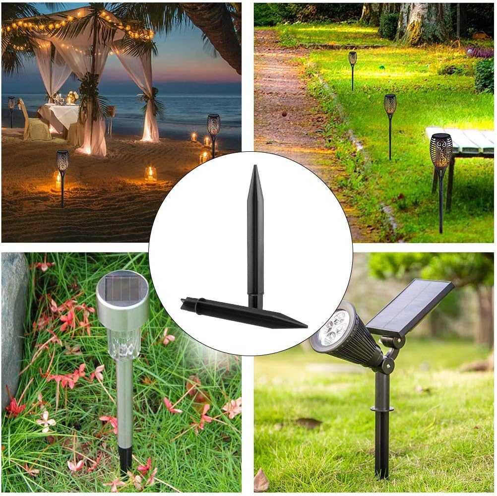 WeTest 8 PCS Premium Plastic Ground Spikes, Cane Pathway Lights & Solar Torch Lights Replacement ABS Plastic Ground Spikes Stake for Garden Lights (8.25")