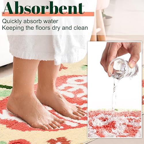 Miniatura 5 de Timgle Peachy Clean - Alfombra de baño de color durazno, antideslizante, suave, absorbente de agua, bonita, alfombra de baño estética, bonita