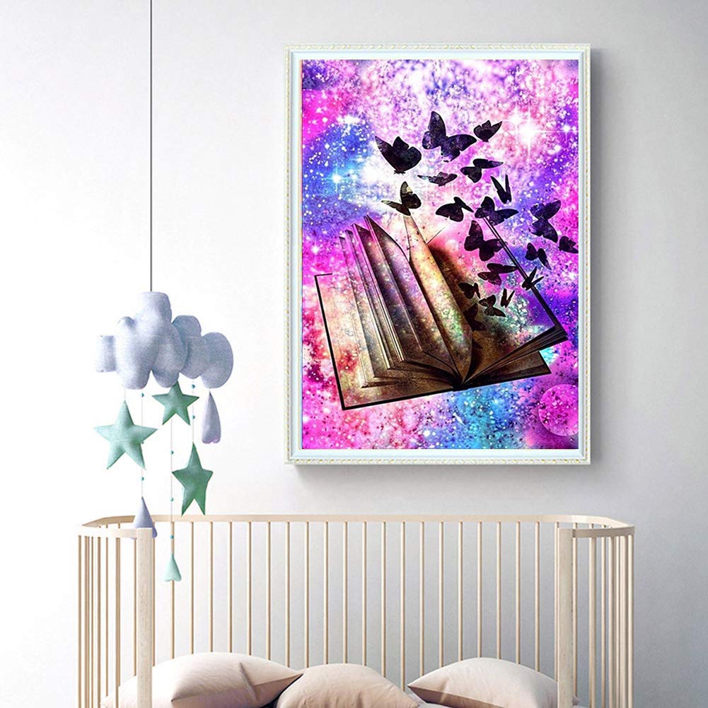 OWN4B DIY 5D Diamant Malen Nach Zahlen Kit - Bunte Katze Mit Strasssteinen, Leinwand 30x50 Cm