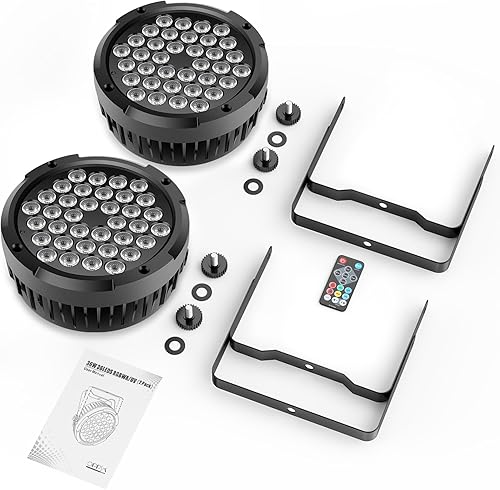 Miniatura 9 de OPPSK 36 luces LED Par de 4 unidades  36 W RGB luces par de escenario con sonido activado automático reproducción remota y DMX controlado luz