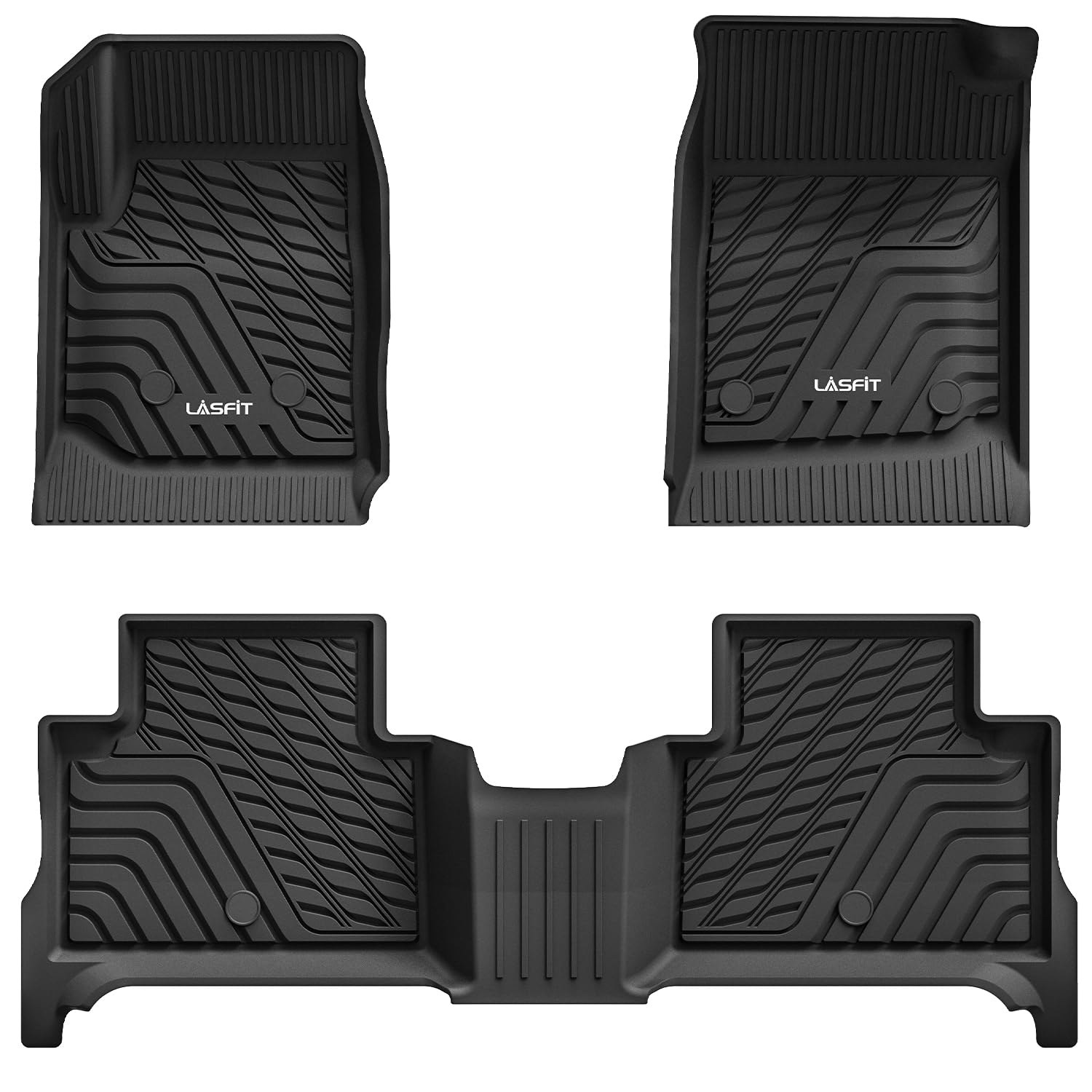 LASFIT Floor Mats for Chevrolet Chevy Colorado/GMC Canyon 2015-2022 (Only Crew Cab), All Weather TPE Custom Fit Automotive Floor Mats for Cars, 1st and 2nd Row Car Floor Mats Full Set, 3 PCS, BlackGlobal Recycled StandardGlobal Recycled StandardGlobal Recycled Standard