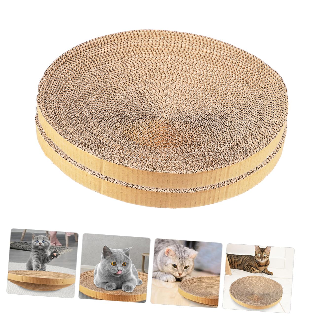 2 Stück Katzen Kratzbrett Ersatz Kern aus Leichter Verschleißfester Papier Wellpappe Runde Kratzmatte für Katzen Einfach Überall Platzierbar Khaki
